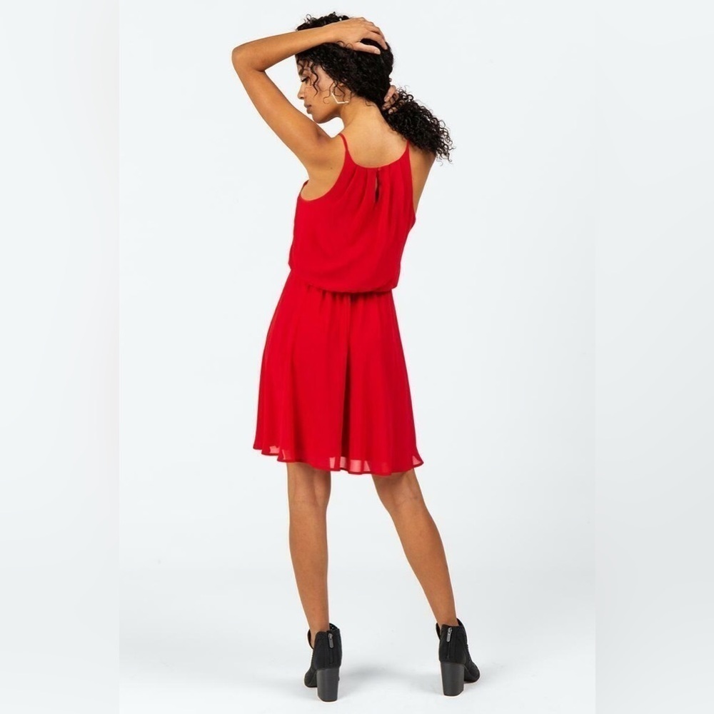 Francesca's Blue Rain Halter Red Dress Fit & Flare Mini Size 2XS Valentine’s Day - Picture 4 of 4